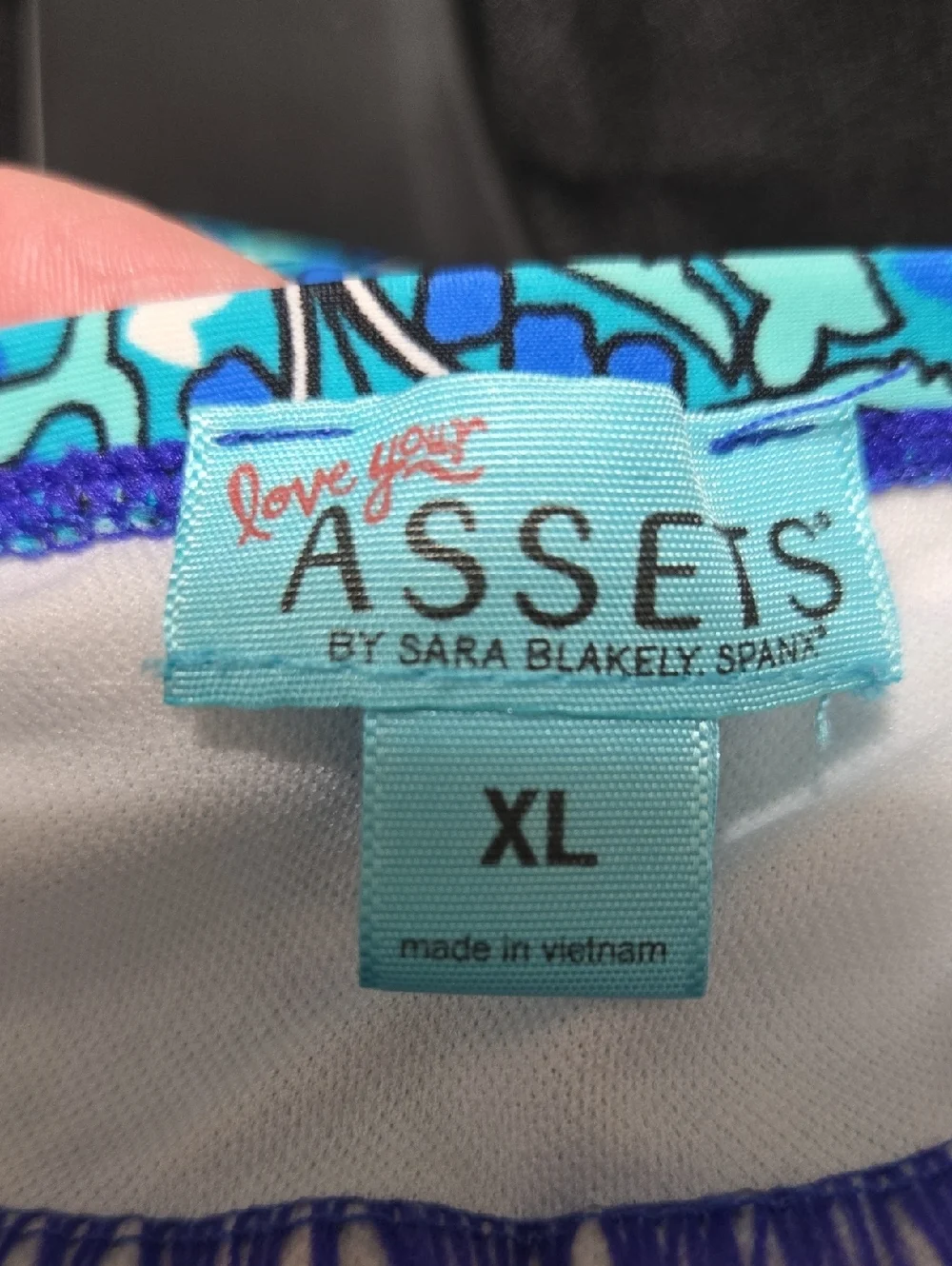 Spanx Love Your Assets Halter Blue Patterned One-Piece Swimsuit Size XL
